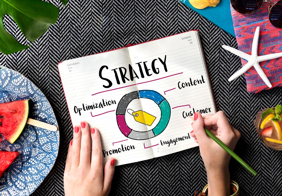 Commercial marketing strategy plan with content, optimization, and customer engagement notes.